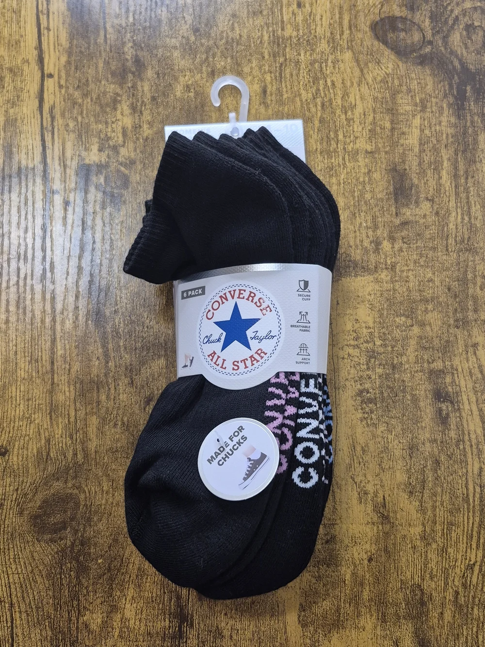 Converse Women's Low Cut Socks Made For Chucks Black 6 Pack NWT